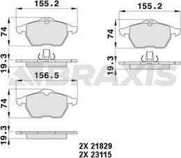 Braxis AA0064 - Kit de plaquettes de frein, frein à disque cwaw.fr