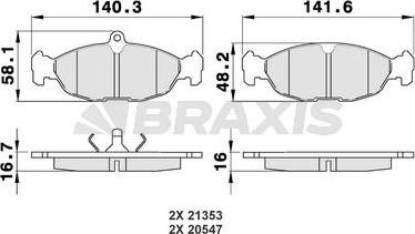 Braxis AA0009 - Kit de plaquettes de frein, frein à disque cwaw.fr