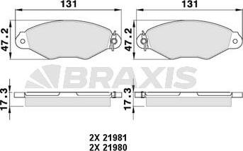 Braxis AA0014 - Kit de plaquettes de frein, frein à disque cwaw.fr