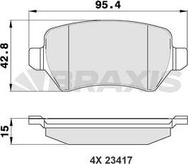 Braxis AA0015 - Kit de plaquettes de frein, frein à disque cwaw.fr