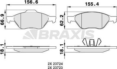 Braxis AA0010 - Kit de plaquettes de frein, frein à disque cwaw.fr