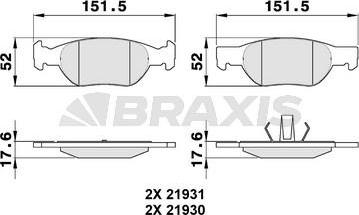 Braxis AA0089 - Kit de plaquettes de frein, frein à disque cwaw.fr