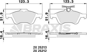 Braxis AA0025 - Kit de plaquettes de frein, frein à disque cwaw.fr