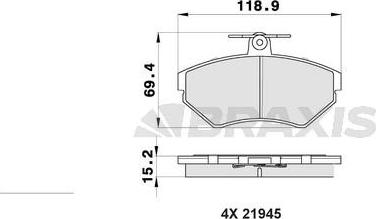 Braxis AA0028 - Kit de plaquettes de frein, frein à disque cwaw.fr