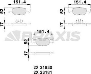 Braxis AA0074 - Kit de plaquettes de frein, frein à disque cwaw.fr