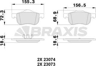 Braxis AA0077 - Kit de plaquettes de frein, frein à disque cwaw.fr