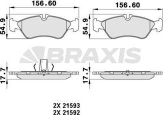 Braxis AA0198 - Kit de plaquettes de frein, frein à disque cwaw.fr