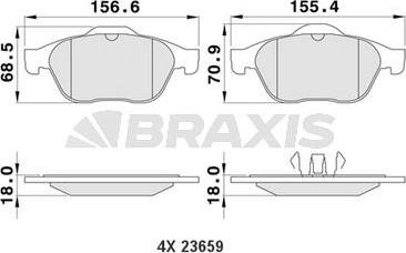 Braxis AA0111 - Kit de plaquettes de frein, frein à disque cwaw.fr