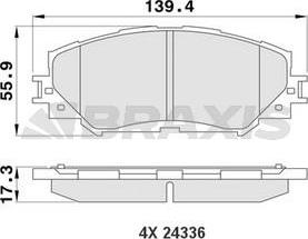 Braxis AA0188 - Kit de plaquettes de frein, frein à disque cwaw.fr