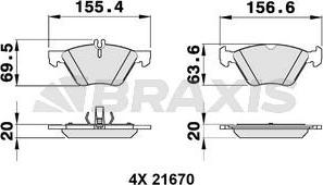 Braxis AA0139 - Kit de plaquettes de frein, frein à disque cwaw.fr