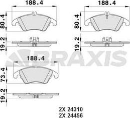 Braxis AA0134 - Kit de plaquettes de frein, frein à disque cwaw.fr