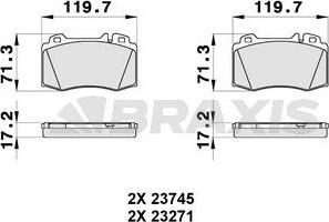 Braxis AA0130 - Kit de plaquettes de frein, frein à disque cwaw.fr