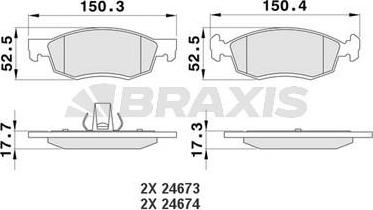 Braxis AA0178 - Kit de plaquettes de frein, frein à disque cwaw.fr