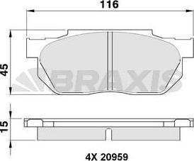 Braxis AA0349 - Kit de plaquettes de frein, frein à disque cwaw.fr