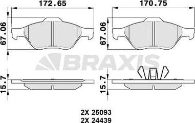 Braxis AA0340 - Kit de plaquettes de frein, frein à disque cwaw.fr