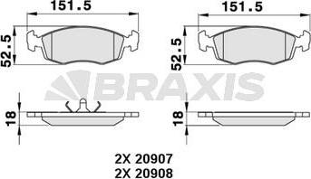 Braxis AA0300 - Kit de plaquettes de frein, frein à disque cwaw.fr