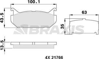 Braxis AA0335 - Kit de plaquettes de frein, frein à disque cwaw.fr