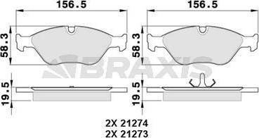 Braxis AA0336 - Kit de plaquettes de frein, frein à disque cwaw.fr