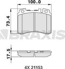 Braxis AA0250 - Kit de plaquettes de frein, frein à disque cwaw.fr