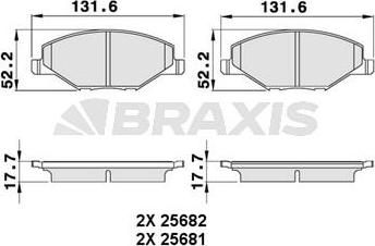 Braxis AA0258 - Kit de plaquettes de frein, frein à disque cwaw.fr