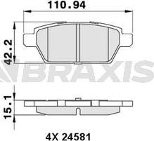 Braxis AA0289 - Kit de plaquettes de frein, frein à disque cwaw.fr