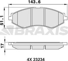 Braxis AA0285 - Kit de plaquettes de frein, frein à disque cwaw.fr