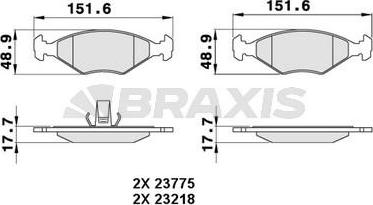 Braxis AA0287 - Kit de plaquettes de frein, frein à disque cwaw.fr