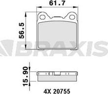 Braxis AA0234 - Kit de plaquettes de frein, frein à disque cwaw.fr