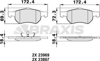 Braxis AA0229 - Kit de plaquettes de frein, frein à disque cwaw.fr