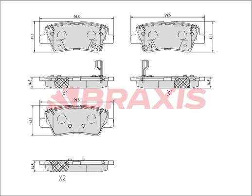 Braxis AA0751 - Kit de plaquettes de frein, frein à disque cwaw.fr