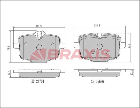 Braxis AA0768 - Kit de plaquettes de frein, frein à disque cwaw.fr