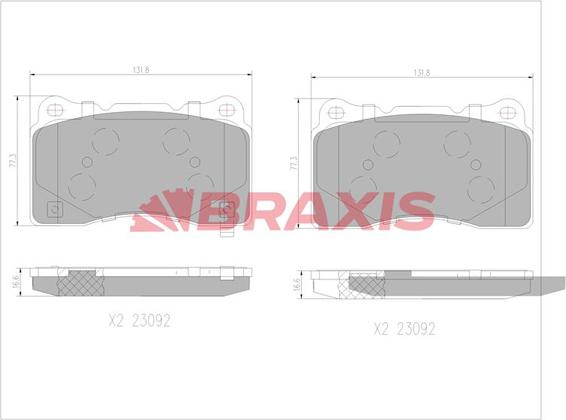 Braxis AA0762 - Kit de plaquettes de frein, frein à disque cwaw.fr