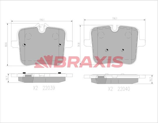 Braxis AA0767 - Kit de plaquettes de frein, frein à disque cwaw.fr