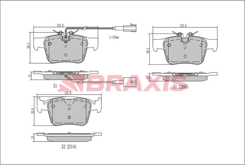 Braxis AA0718 - Kit de plaquettes de frein, frein à disque cwaw.fr