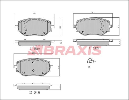 Braxis AA0787 - Kit de plaquettes de frein, frein à disque cwaw.fr