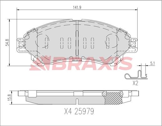 Braxis AA0735 - Kit de plaquettes de frein, frein à disque cwaw.fr