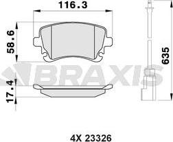 Braxis AB0448 - Kit de plaquettes de frein, frein à disque cwaw.fr