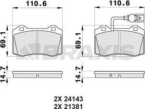 Braxis AB0463 - Kit de plaquettes de frein, frein à disque cwaw.fr