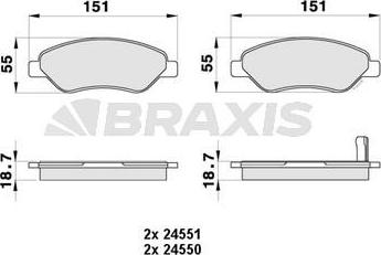 Braxis AB0434 - Kit de plaquettes de frein, frein à disque cwaw.fr