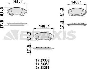 Braxis AB0432 - Kit de plaquettes de frein, frein à disque cwaw.fr