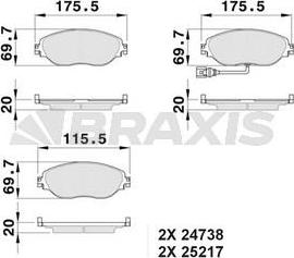 Braxis AB0528 - Kit de plaquettes de frein, frein à disque cwaw.fr