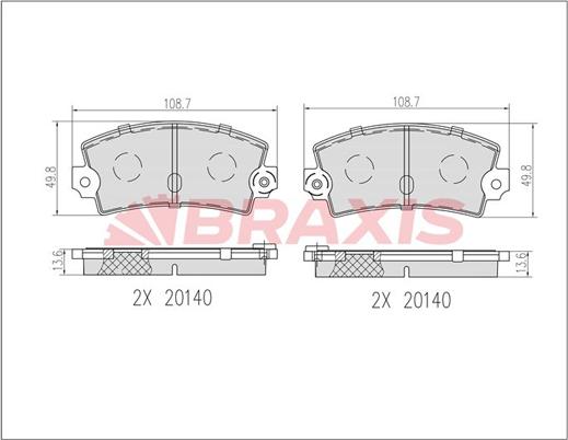 Braxis AB0600 - Kit de plaquettes de frein, frein à disque cwaw.fr