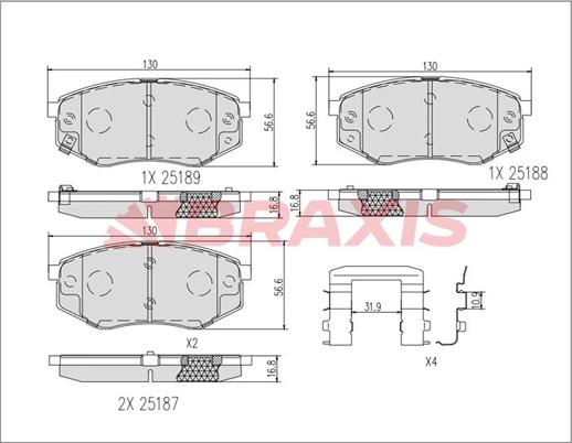 Braxis AB0619 - Kit de plaquettes de frein, frein à disque cwaw.fr