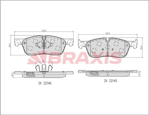 Braxis AB0614 - Kit de plaquettes de frein, frein à disque cwaw.fr