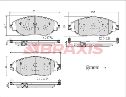 Braxis AB0615 - Kit de plaquettes de frein, frein à disque cwaw.fr