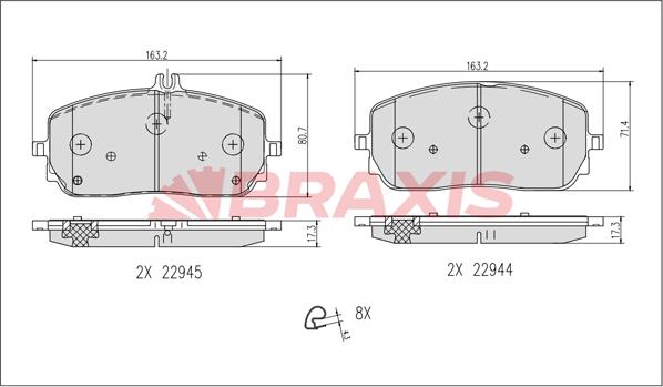 Braxis AB0635 - Kit de plaquettes de frein, frein à disque cwaw.fr