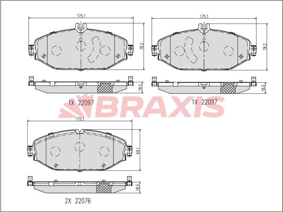 Braxis AB0638 - Kit de plaquettes de frein, frein à disque cwaw.fr