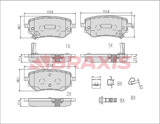 Braxis AB0622 - Kit de plaquettes de frein, frein à disque cwaw.fr