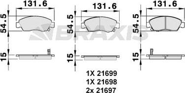 Braxis AB0040 - Kit de plaquettes de frein, frein à disque cwaw.fr