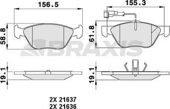 Braxis AB0050 - Kit de plaquettes de frein, frein à disque cwaw.fr